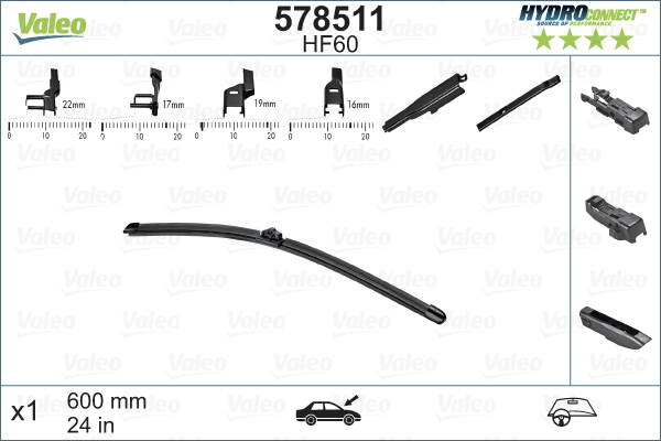 VALEO VAL578511 Ablaktörlő lapát