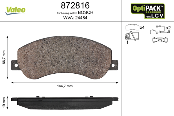VALEO VAL872816 KLOCKI HAM  OPTIPACK LCV