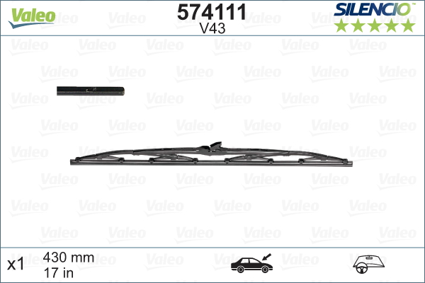 VALEO VAL574111 Ablaktörlő lapát  430MM