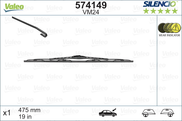 VALEO VAL574149 Ablaktörlő lapát  475MM 1 SZT.