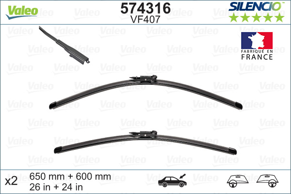 VALEO VAL574316 Ablaktörlő lapát  650/600