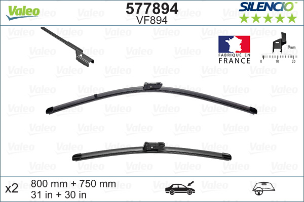 VALEO 577894 Valeo ablaktörlő SILENCIO X.TRM FB OE 2 db