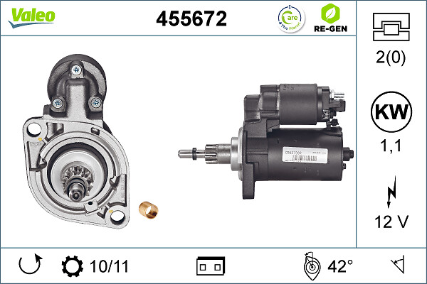 VALEO 455672 indítómotor - felújított, cseredarab kód:D