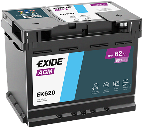 EXIDE 12V 62Ah Akkumulátor J+ AGM