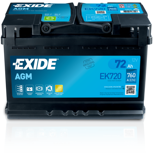 EXIDE 12V 72Ah Akkumulátor AGM 760A J+