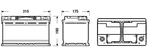 EXIDE EL800 EXIDE akku EFB 80Ah, 720 A, J+ 315x175x190mm