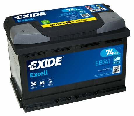 EXIDE EB741 EXIDE akku Excell 74Ah, 680 A, B+ 278x175x190mm