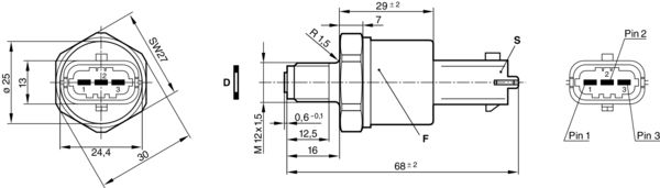 BOSCH BOS 0281002398 Üzemanyag nyomás érzékelő, jeladó