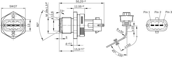 BOSCH 0281002937 Üzemanyag nyomás érzékelő, jeladó