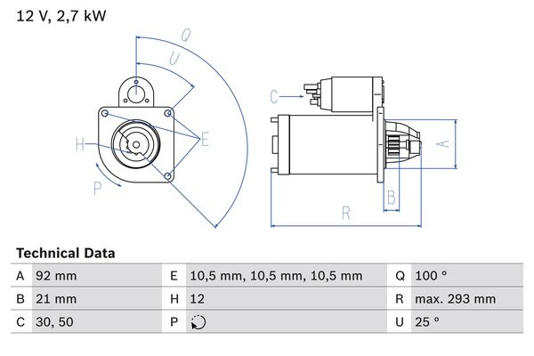 BOSCH 0986010950090 Önindító