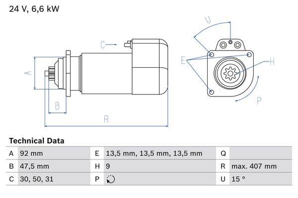 BOSCH 0986016520090 Önindító