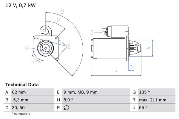 BOSCH BOS0986017930 önindító