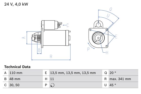 BOSCH 0986017980090 Önindító