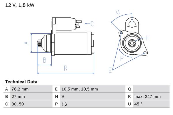 BOSCH 0986018410090 Önindító