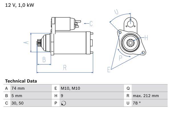 BOSCH 0986018701090 Önindító