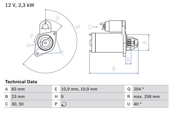 BOSCH 1001120063 0986019820090 - önindító