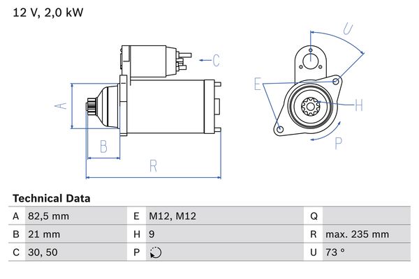 BOSCH 0986021630090 BX önindító