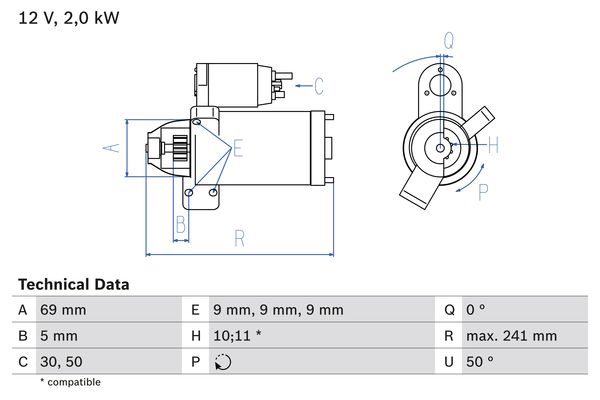 BOSCH 0986022670090 BX önindító