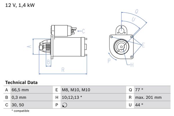 BOSCH 0986022800090 BX önindító