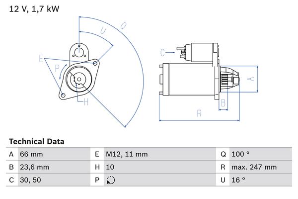 BOSCH 0986024030090 BX önindító