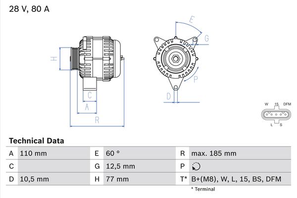 BOSCH 0986042360090 Generátor