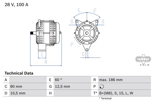 BOSCH 1000482216 0986042590090 - generátor