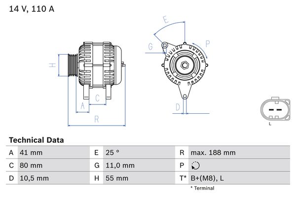 BOSCH 1000325188 0986046060090 - generátor