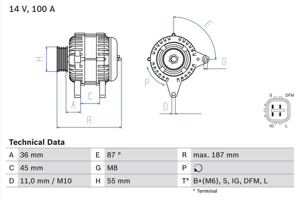 BOSCH 0986046120090 háromfázisú generátor