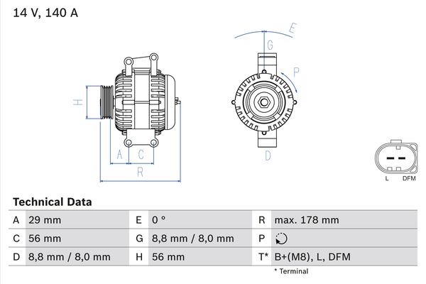 BOSCH 1000350295 0986046180090 - generátor