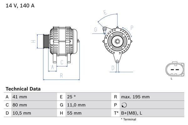 BOSCH 0986046210 Generátor  DUCATO 2,3JTD