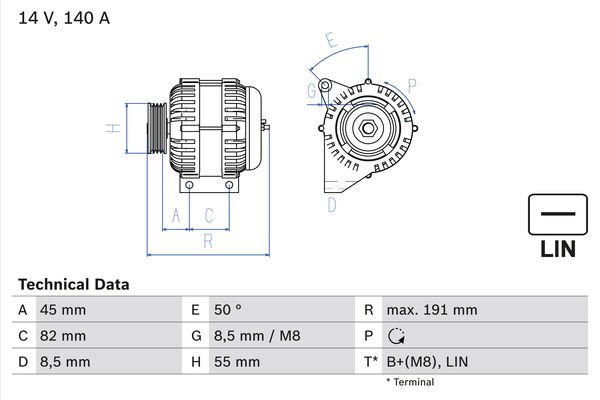 BOSCH 1000482370 0986047380090 - generátor