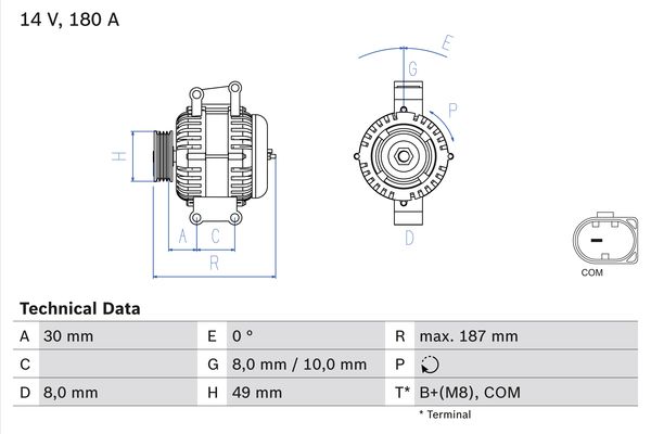 BOSCH 0986048820 Generátor  E60/E61/E81/E90