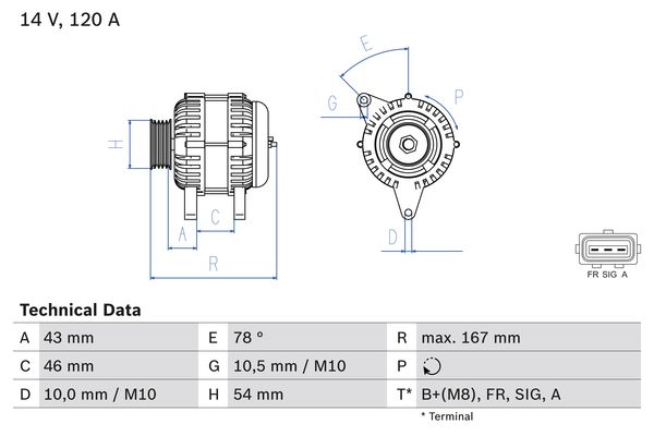 BOSCH 1001558282 0986049171090 - generátor