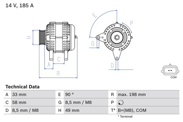 BOSCH 0986083560 ALTERNATOR RENAULT MASTER 2,3 DCI 10-