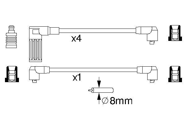 BOSCH 50049 0 986 356 718 - Gyújtókábel készlet, gyertyakábel szett