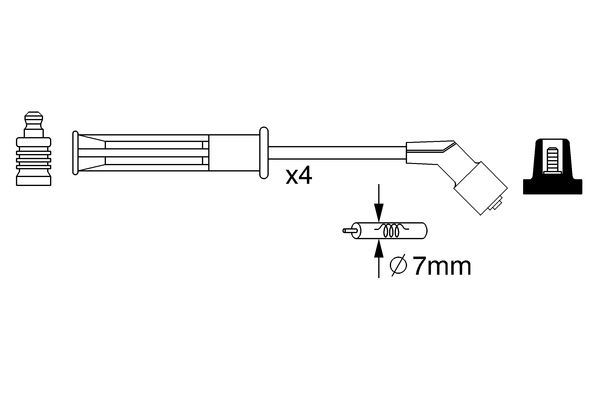 BOSCH 273621 0 986 357 255 - Gyújtókábel készlet, gyertyakábel szett