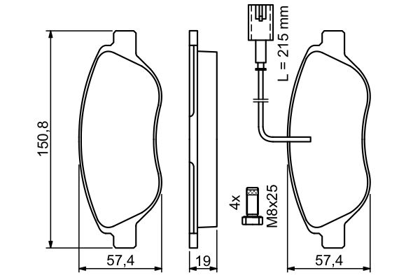 BOSCH 1001772502 0986424595 - Első fékbetét készlet