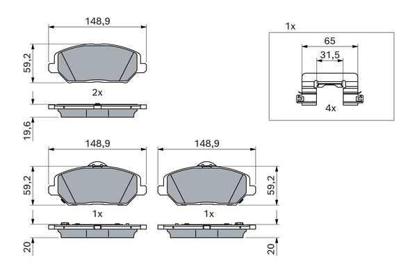 BOSCH 0986424862 KLOCKI HAM. HYUNDAI P. I30 1,0-1,5/1,6 CRDI 16-