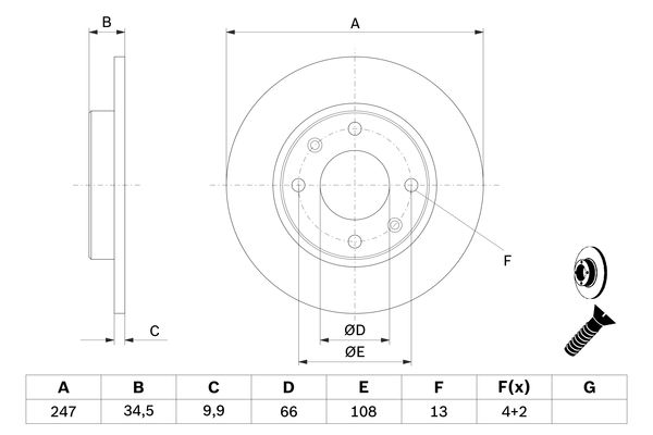 BOSCH BOS0986479C54 féktárcsa