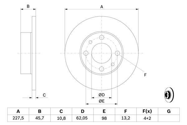 BOSCH BOS0986478063 féktárcsa