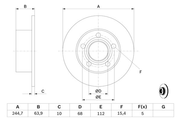 BOSCH 0986478132 Féktárcsa