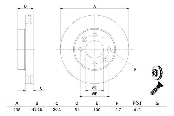 BOSCH 0986478276 Féktárcsa