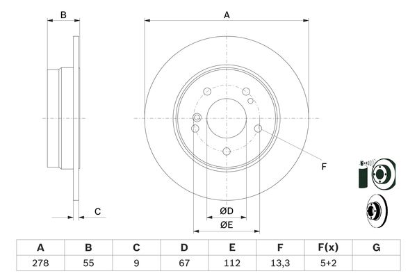 BOSCH 0986478325 Féktárcsa