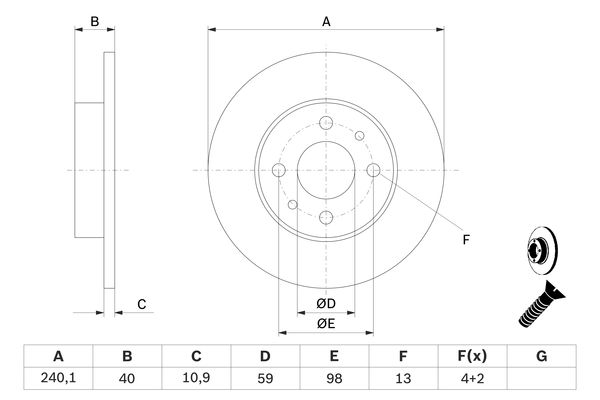 BOSCH BOS0986478342 féktárcsa