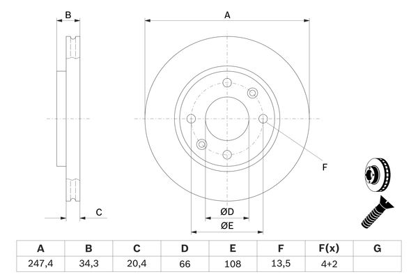 BOSCH BOS0986479B32 féktárcsa