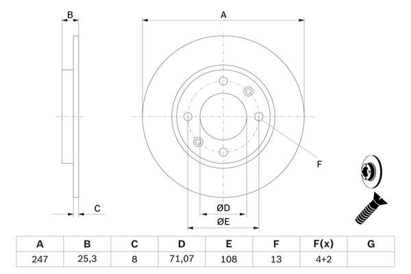 BOSCH 0986478464 Féktárcsa