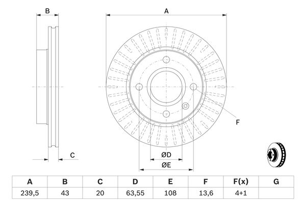 BOSCH 0986478502 Féktárcsa