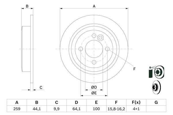 BOSCH 0986478601 Féktárcsa