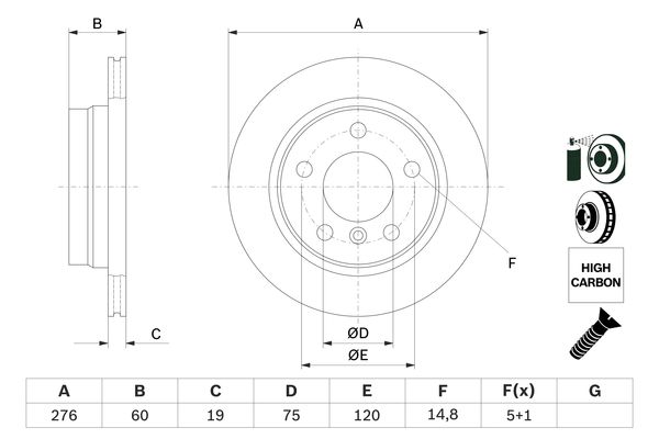 BOSCH 0986478642 Féktárcsa