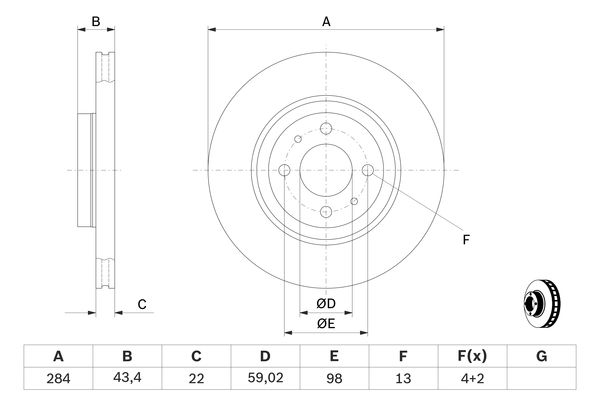 BOSCH BOS0986479B49 féktárcsa